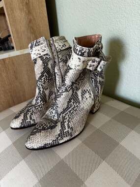 Steven by Steve Madden Johannah Snake Print Leather Ankle Booties